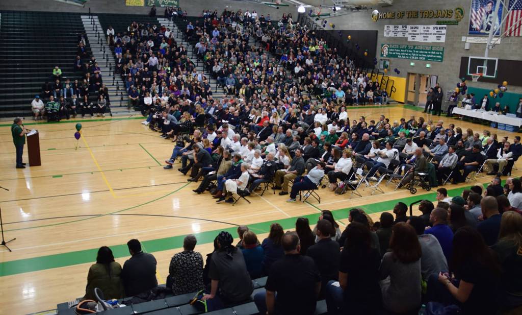 Dan Irwin talks as the audience listens during a ceremony honoring the late Bob Jones. RACHEL CIAMPI, Reporter