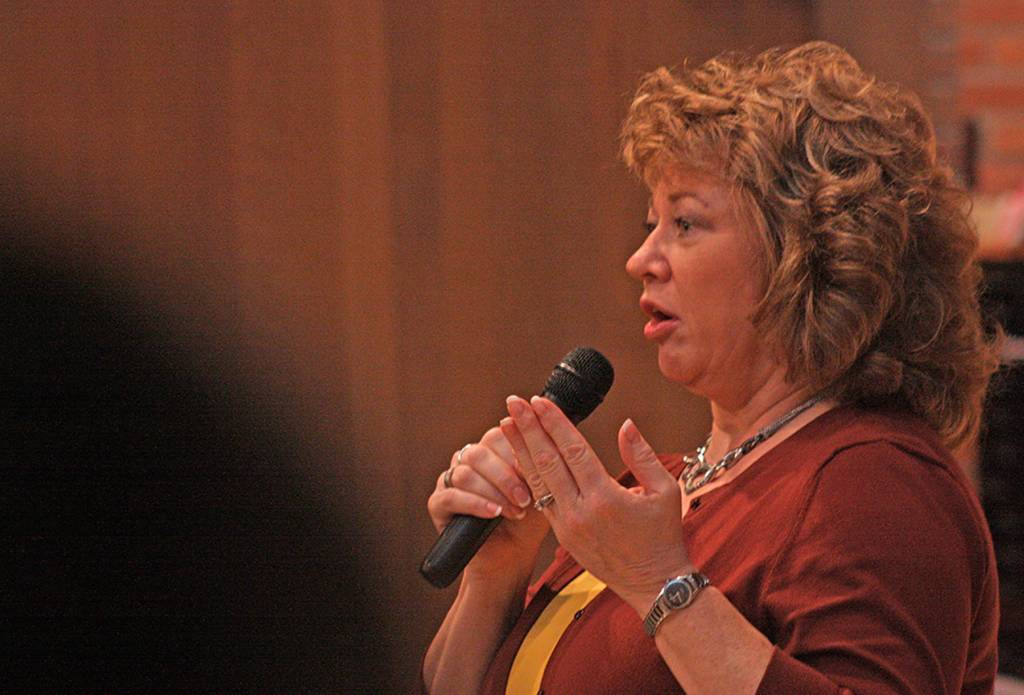 Auburn Mayor Nancy Backus talks to the audience. MARK KLAAS, Reporter