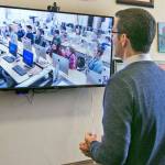 Sen. Joe Fain, R-Auburn, participates in a Skype conference call with students. COURTESY PHOTO