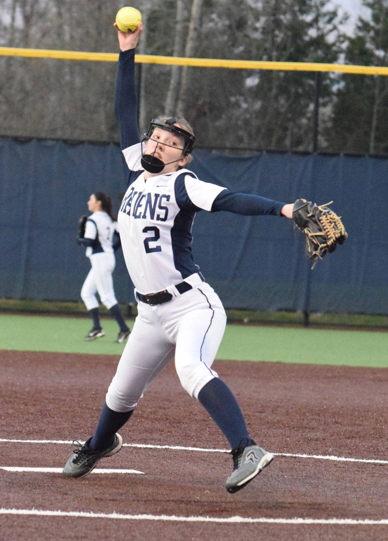 Auburn Riverside&rsquo;s Katie Seversen launches a pitch during Wednesday&rsquo;s game. RACHEL CIAMPI, Auburn Reporter