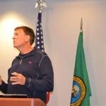 Jon Cheetham, managing member of the Lakeridge Paving Company, explains how the parcels of his business property will be used to the City Council on Monday. ROBERT WHALE, Auburn Reporter