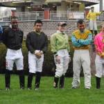 The jockey colony assembles before the first race. RACHEL CIAMPI, Reporter