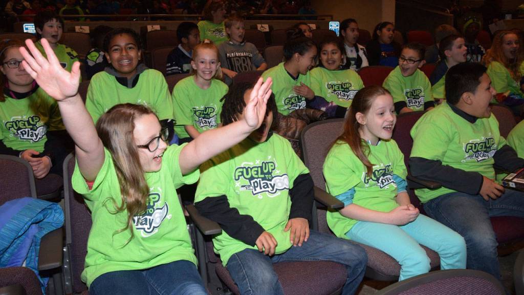Dick Scobee Elementary students cheer at the assembly. RACHEL CIAMPI, Auburn Reporter