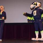 Blitz and Sea Gal Melanie perform on stage. RACHEL CIAMPI, Auburn Reporter