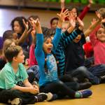 Students at Washington Elementary School are excited to see the Delta Dental of Washington Tooth Fairy. COURTESY, VanHouten Photography