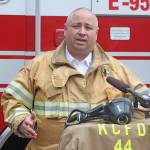 Tim Perciful, Mountain View Fire & Rescue Fire & Life Safety educator and spokesman, talks about former volunteer firefighter Andrea Manske and her family&rsquo;s donation at a ceremony Saturday morning at Station 95. MARK KLAAS, Auburn Reporter