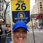Gretchen Tapp is all smiles after completing the Boston Marathon. COURTESY PHOTO