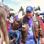 Cancer survivor and USAF Ret. Chester H. Wells Jr. gets a high five. RACHEL CIAMPI, Reporter