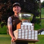 Drew McCullough captures the Muckleshoot Casino Washington Open Invitational trophy. COURTESY PHOTO