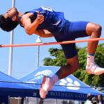 Auburn Mountainview&rsquo;s consistent Benjamin Mose climbs 6 feet, 3 inches to take fourth in the state 4A high jump final on Friday on Friday. RACHEL CIAMPI, Auburn Reporter