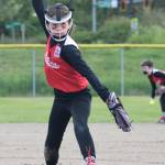 Addy McDonough winds up to deliver a pitch for the Rainiers. RACHEL CIAMPI, Auburn Reporter