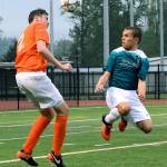 Auburn Riverside&rsquo;s Cameron Zipp, right, heads the ball with Decatur&rsquo;s Dennis Kozorezov defending during 4A North Puget Sound League Olympic Division play Tuesday night. RACHEL CIAMPI, Auburn Reporter