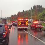 VRFA units arrive on the scene of a multi-vehicle crash at the southbound State Route 167 off-ramp to Ellingson Road in Pacific on Monday that claimed the life of a man in his 30s. COURTESY PHOTO, Valley Regional Fire Authority