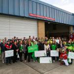 VRFA firefighters, staff, family and friends joined the Delta Dental of Washington&rsquo;s Tooth Fairy and the Smile Power Team and Rhubarb from the Tacoma Rainiers at Station 38 in Pacific to surprise and honor Firefighter Dean McAuley for his charitable work in the community. COURTESY PHOTO