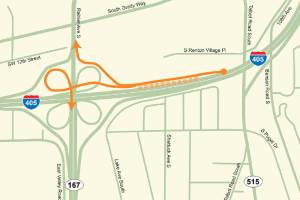 Traffic change coming to southbound I-405 near SR 167 interchange