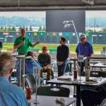 Joe Withee interviews Joe Steiner at Breakfast at the Wire. COURTESY PHOTO