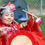 Namiko Miyazato of the Okinawa Kenjin-Kai Taiko Performance Group entertains the audience. MARK KLAAS, Auburn Reporter