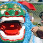 A Shiisa, a lion-like mythical spiritual guardian similar to a Chinese Foo Dog, is directed to stir the crowd during the Bon Odori Festival at the White River Buddhist Temple last Saturday. MARK KLAAS, Auburn Reporter