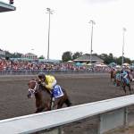 Gold Rush Dancer, with 9-year-old Evin Roman up, darts to a dominant 4¾-length victory Sunday in the 82nd running of the $200,000 Longacres Mile (Grade 3) at Emerald Downs. COURTESY TRACK PHOTO