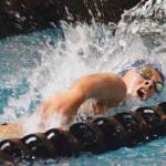 Jaylyn Wong swims the anchor leg of Auburn Riverside&rsquo;s winning 200-yard freestyle relay during the All-City meet Thursday. RACHEL CIAMPI, Auburn Reporter