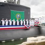 Sailors render a salute during the commissioning ceremony for the Virginia Class Submarine USS Washington (SSN 787) at Naval Station Norfolk. Washington is the U.S. Navys 14th Virginia-class attack submarine and the fourth U.S. Navy ship named for the State of Washington. U.S. Navy photo, Mass Communication Specialist 3rd Class Joshua M. Tolbert