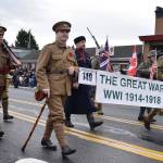 Soldiers dressed in World War I uniforms march down Main Street on Saturday. The parade featured more than 200 entries and nearly 6,000 parade participants showcasing American strength of will, endurance and purpose. RACHEL CIAMPI, Auburn Reporter