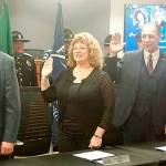 Sworn in on Tuesday are, from left, Councilman Larry Brown, Mayor Nancy Backus and Council members Claude DaCorsi and Yolanda Trout-Manuel. ROBERT WHALE, Auburn Reporter