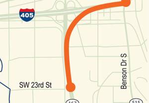 SR 167 lane, ramp closures near I-405 interchange in Renton this holiday weekend