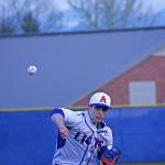 Lions starter Nate Weeldreyer fires a pitch during Mondays game against the Eagles. Weeldreyer went 5⅔ innings, allowing five hits and five runs while striking out 11. MARK KLAAS, Auburn Reporter