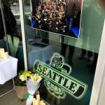 A photo of and a memorial for the Humboldt junior hockey league team are displayed outside the ShoWare Center. MARK KLAAS, Kent Reporter