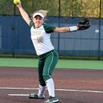 Auburn ace Kiana Adams prepares to deliver a pitch during the Trojans 7-2 win Tuesday night. Adams allowed two runs on seven hits. RACHEL CIAMPI, Auburn Reporter
