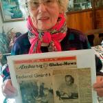 Sylvia Hill displays a newspaper article about her late husband, Harold Hill, and the three Presidents he served during his 11 years as a communications specialist in the White House. Hill died April 6 at 87. A memorial service for the 1948 Auburn High School graduate is at 1 p.m. May 19 at First United Methodist Church in Auburn. ROBERT WHALE, Auburn Reporter
