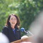 U.S. Sen. Maria Cantwell, D-Wash., the guest speaker, addresses the gathering at Tahoma National Cemetery on Monday. MARK KLAAS, Kent Reporter