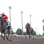 Ima Happy Cat prevails in the May 20 Seattle Stakes. COURTESY TRACK PHOTO