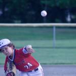 The Kent All-Stars Ethan Loghry delivers a pitch during his stout performance against FME/Steel Lake on Thursday. Loghry pitched into the sixth inning before reaching his 85-pitch limit. MARK KLAAS, Kent Reporter