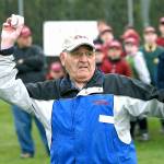 Auburn City Council member Gene Cerino was one of the dignitaries who threw out the first pitch for the opening ceremonies of the 2008 Auburn Little League season at Brannan Park. REPORTER FILE PHOTO