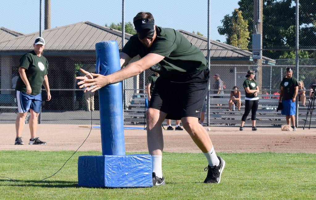Nick Deitering from the city of Kent practices base running in beep baseball. RACHEL CIAMPI, Kent Reporter