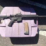 The AR-15 rifle the suspect had in his possession at the time of the shooting at the Kent Station parking garage. Also in the photograph is the loaded magazine that was inserted into the rifle at the time of the shooting. COURTESY PHOTO, King County Sheriffs Office