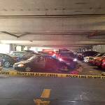 The scene in the Kent Station garage where a deputy fatally shot a man who was the driver in a stolen vehicle. COURTESY PHOTO, King County Sheriffs Office