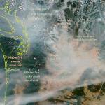 This satellite photo at about 2 p.m. Monday shows which wildfires are sending smoke into the Puget Sound region. COURTESY PHOTO, wasmoke.blogspot.com