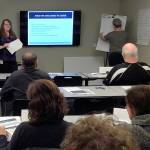 Ingrid Gaub, director of Public Works, presents information to the Civics Academy class. COURTESY PHOTO