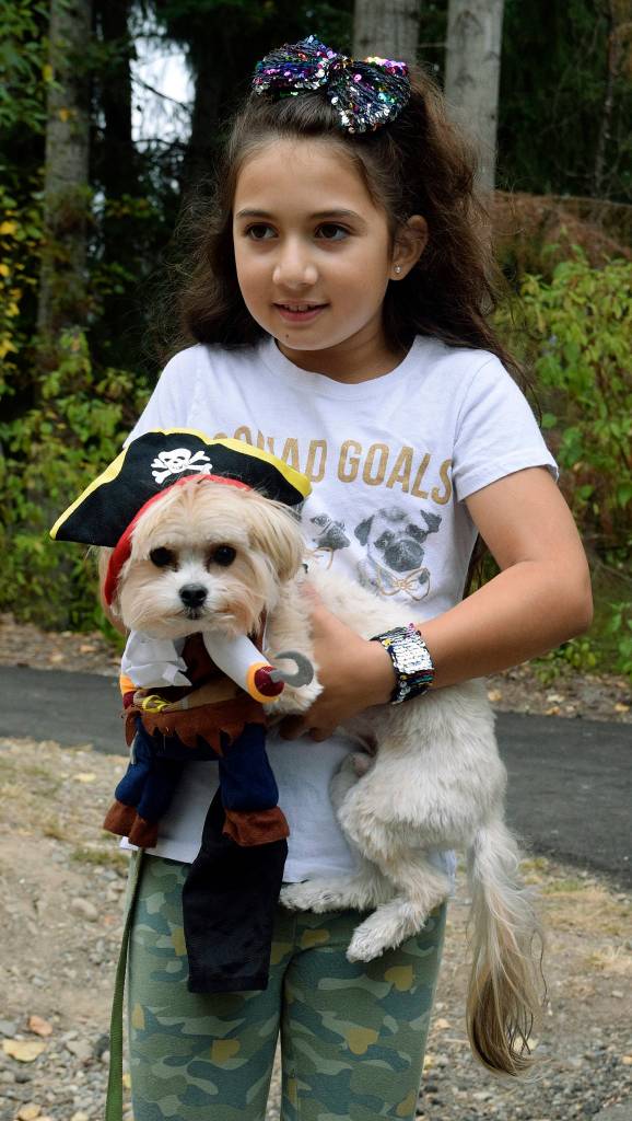Aly Heacox and her dog, Max, as a pirate, captured the costume contest. RACHEL CIAMPI, Auburn Reporter