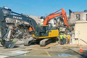 Historic building begins tumbling down