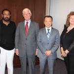 South King County civic and business leaders join Bob Wallace at the Good Eggs breakfast. From left: Federal Way Mayor Jim Ferrell; Kabal Gill from the Federal Way Chamber of Commerce; Wallace; Federal Way City Councilmember Hoang Tran; Auburn Mayor Nancy Backus; and the host, King County Councilmember Pete von Reichbauer. COURTESY PHOTO