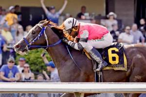 Sippin Fire and jockey Rocco Bowen. COURTESY TRACK PHOTO