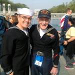 Don Hanson with sailor Chris Dette Suliguin on April 19, 2014 at the World War II Memorial in Washington, D.C. COURTESY PHOTO