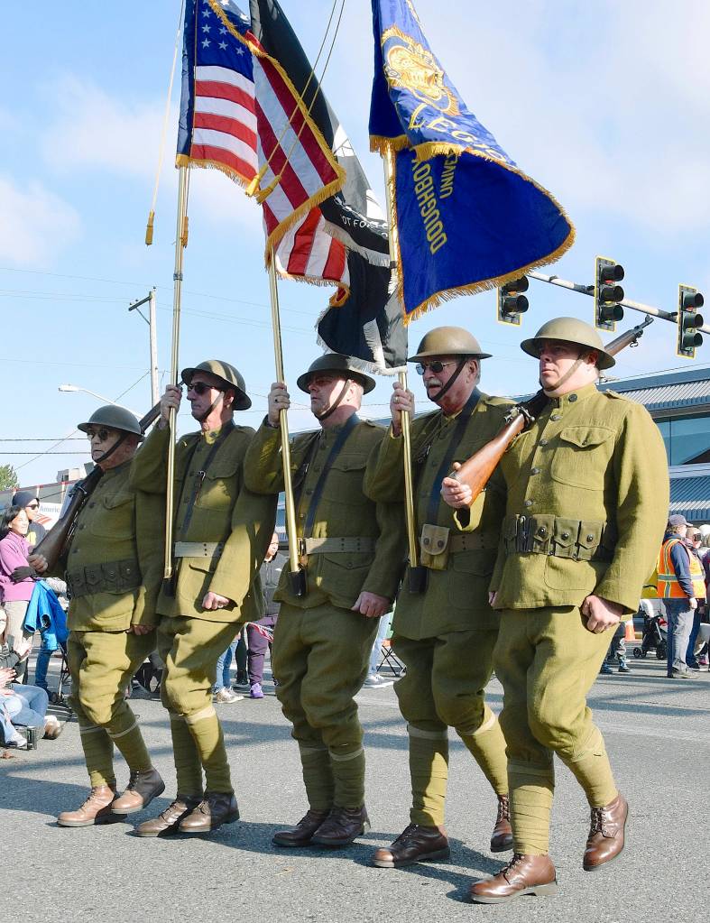 Doughboys of World War I march in the parade. RACHEL CIAMPI, Auburn Reporter