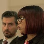 LaDonna Horne addresses the court on Friday, with King County Senior Deputy Prosecuting Attorney Stephen Herschkowitz. MARK KLAAS, Kent Reporter