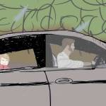 Michelle Lopez animated short, Grape Wars, depicts a fight between grapes, as imagined by a tiny girl as she rides in the family car. COURTESY IMAGE