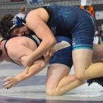 Auburn Riversides Will Russell rides Mead of Spokanes Trace Franks during their 220-pound consolation match at Mat Classic XXXI. Russel eliminated Franks, 8-4, and later finished eighth in the tournament. RACHEL CIAMPI, Auburn Riverside.